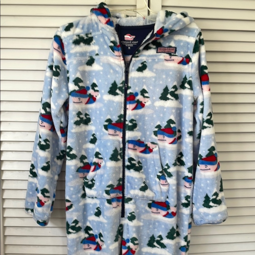 Vineyard Vines Blue Snowman Fleece onsie